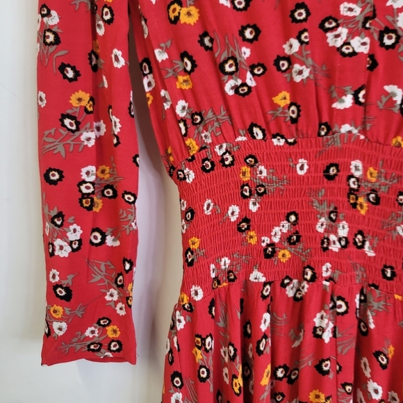 MAJE  V neck Rayelle Flower-print Crepe Dress In Imprime - Picture 12 of 15